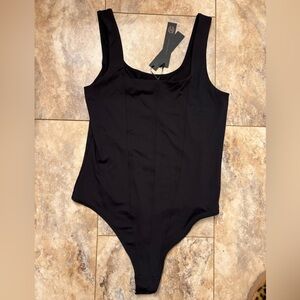 NWT House Of Harlow 1960 Corset Style Black Thong Bodysuit Women’s Size Large